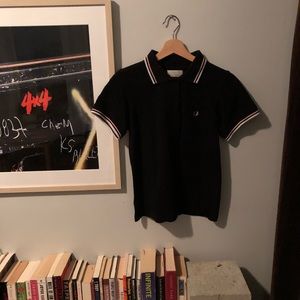 fred perry pink and white polo